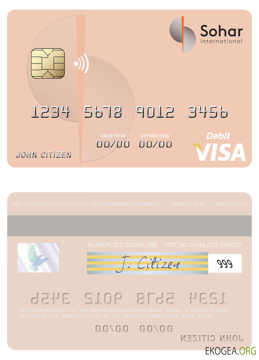 Carte de débit visa de la Banque internationale d'Oman Sohar